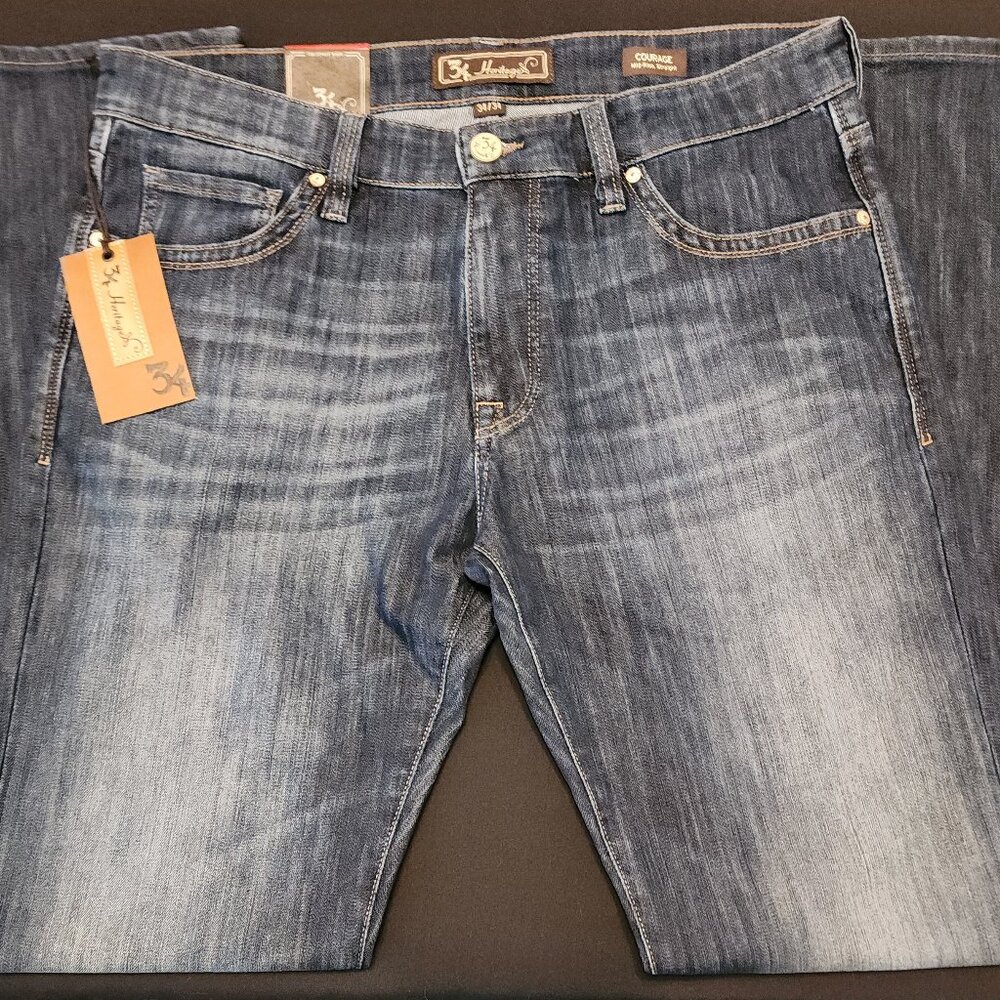 Heritage NWT Cotton Blend Courage Five Pocket Jeans Size 34x34 Blue Denim